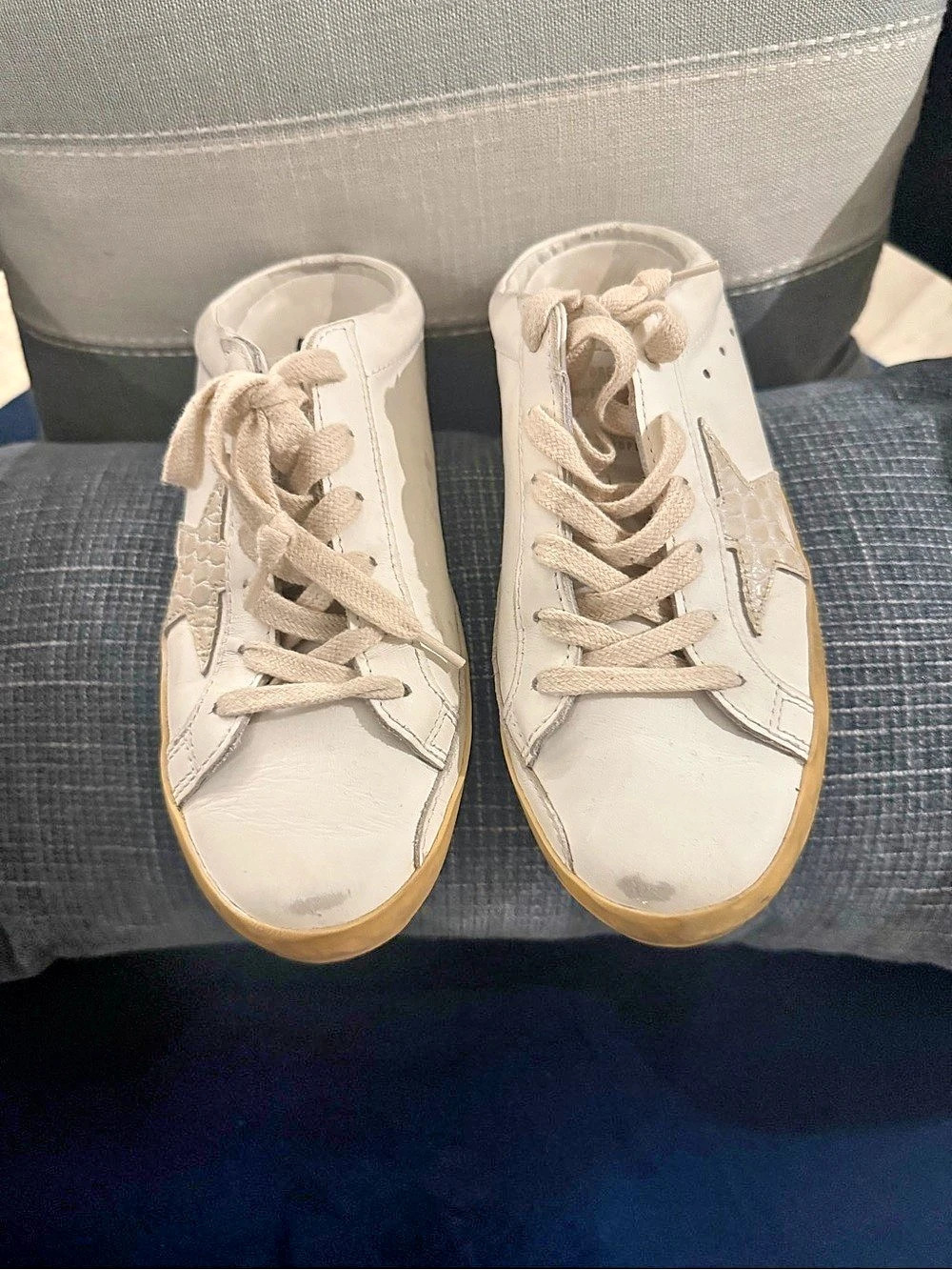 Golden Goose Super-Star Sabot Sneaker Mules White & Gold